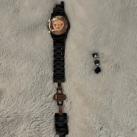 Emporio Armani AR1410 Ceramica Men’s Analog Black and Rose Gold Versatile Watch - Picture 14 of 16